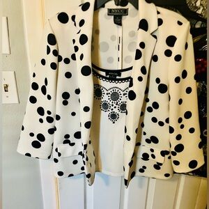 NYCC Women's Black and White Polka Dot Blazer - Two pieces.